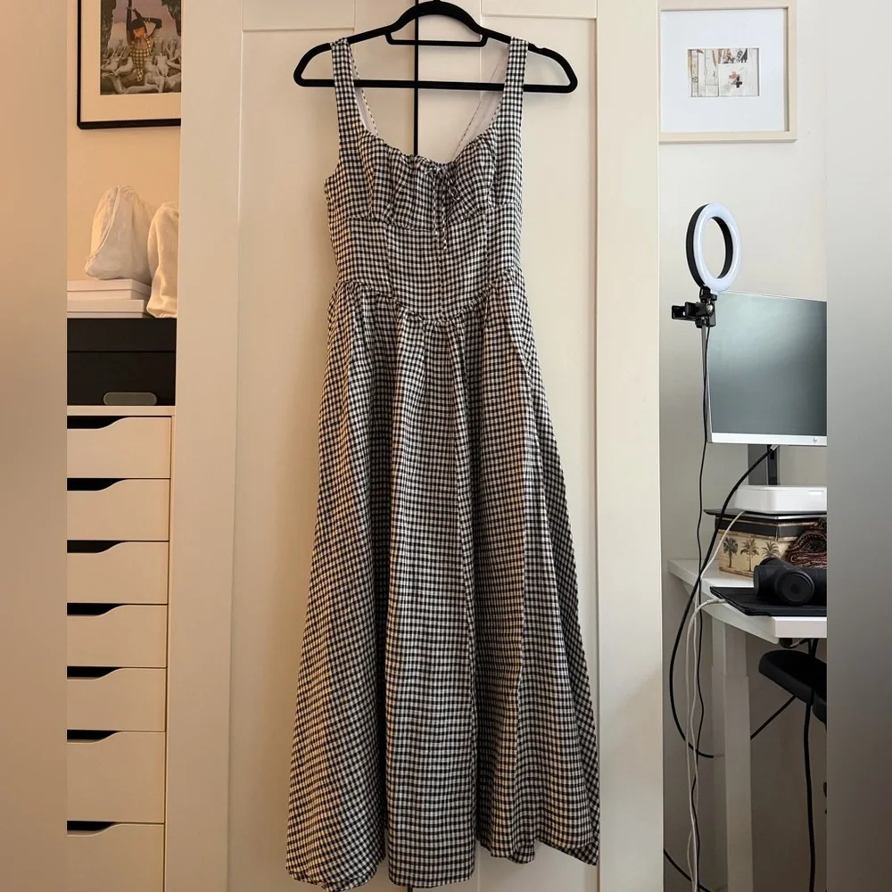 Reformation Balia Linen Dress Black and White Gingham XS / 0 - Picture 7 of 12